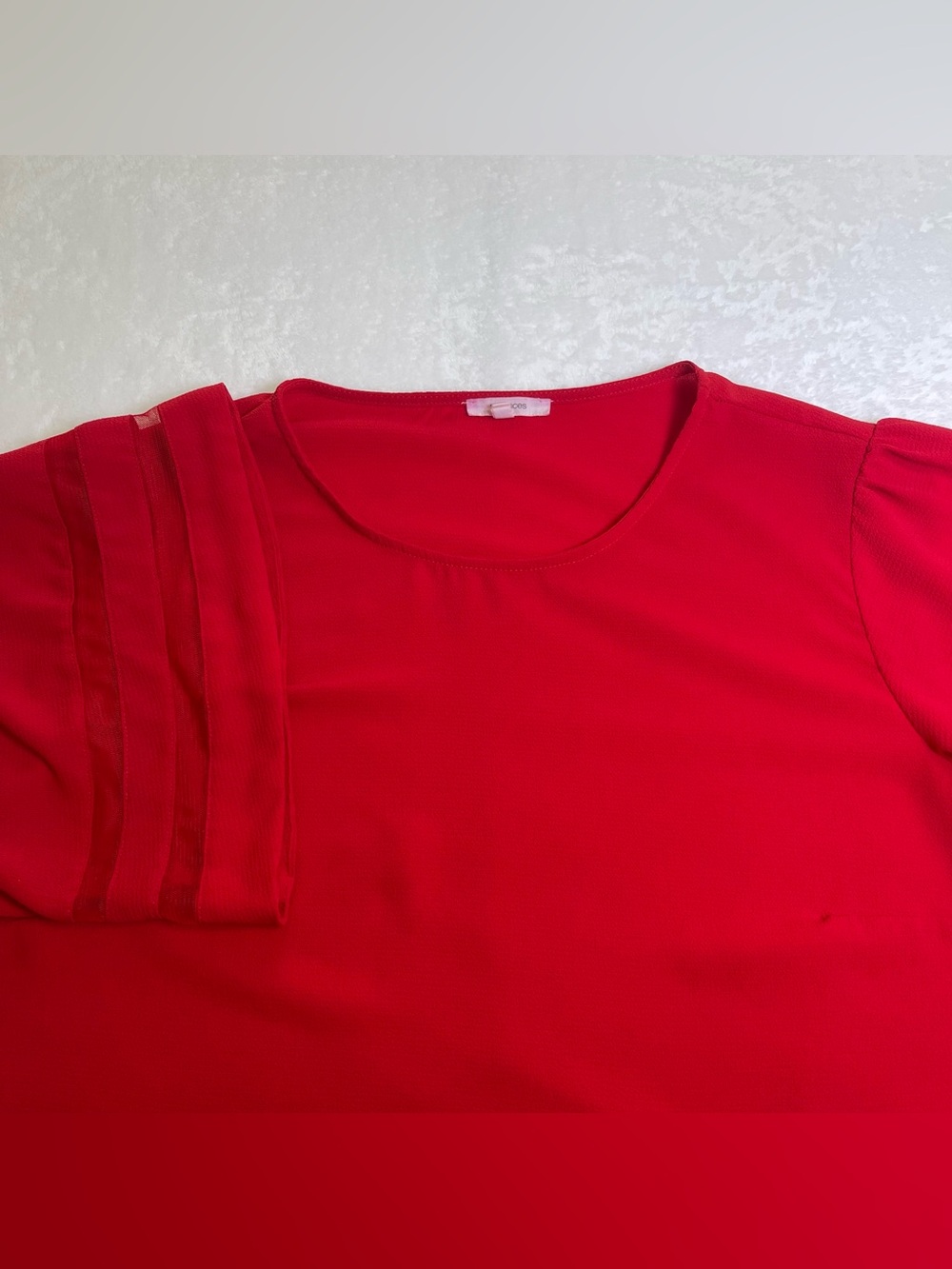 Maurices Red Short Sleeve Blouse Sheer Mesh Stripe XL